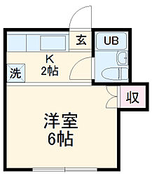 コーポ古堅 1階ワンルームの間取り