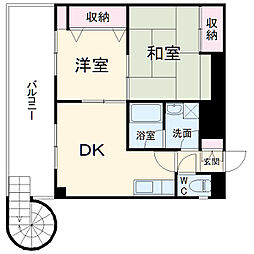 JR横浜線 橋本駅 徒歩12分の賃貸マンション 2階2DKの間取り