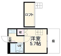 エスポワール錦 2階1Kの間取り