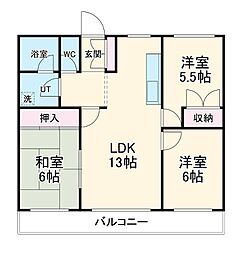 名古屋市営鶴舞線 赤池駅 徒歩4分の賃貸マンション 3階3LDKの間取り