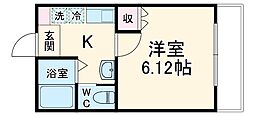 JR横浜線 橋本駅 徒歩10分の賃貸アパート 1階1Kの間取り
