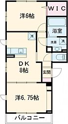 ラ・フルール 3階2DKの間取り