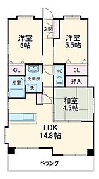 ラビングルーシュ 3LDKの間取図画像