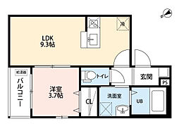 Ｅｍｂｅｌｌｉｒ　Ｔｒｏｉｓ 3階1LDKの間取り
