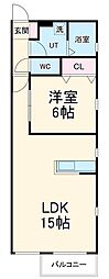 名鉄常滑線 豊田本町駅 徒歩6分の賃貸アパート 3階1LDKの間取り