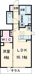 福岡市地下鉄七隈線 金山駅 徒歩13分の賃貸アパート 1階1LDKの間取り