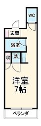 グロリアハイツ 4階ワンルームの間取り