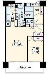 福岡市地下鉄箱崎線 千代県庁口駅 徒歩4分の賃貸マンション 2階1LDKの間取り