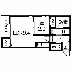 グランティック　サンメゾン新瑞 1階1LDKの間取り