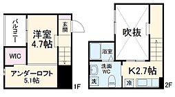 名古屋臨海高速あおなみ線 荒子川公園駅 徒歩7分の賃貸アパート 2階1Kの間取り