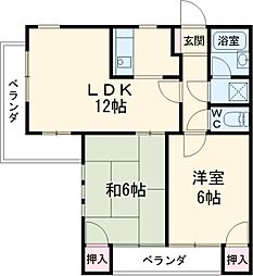ロイヤル長草 2階2LDKの間取り