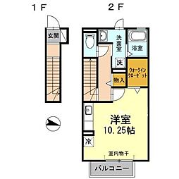 JR東海道本線 逢妻駅 徒歩24分の賃貸アパート 2階ワンルームの間取り