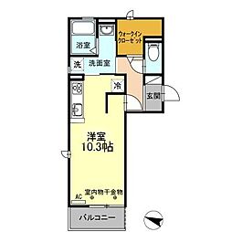 桜ステージ 3階ワンルームの間取り