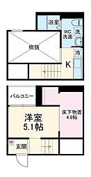 Ｂｅａｔｕｓ 2階ワンルームの間取り