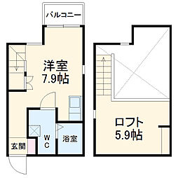 チェレスタ道徳 2階1Kの間取り