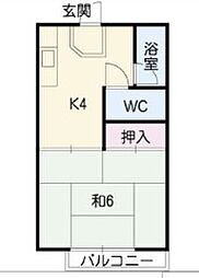 名鉄名古屋本線 堀田駅 徒歩13分の賃貸アパート 2階1Kの間取り