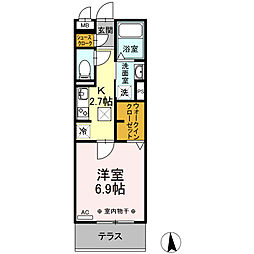名鉄名古屋本線 一ツ木駅 徒歩16分の賃貸アパート 2階1Kの間取り