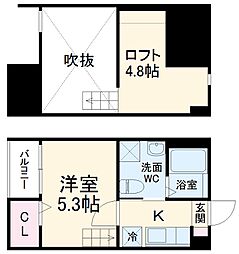 名古屋市営上飯田線 上飯田駅 徒歩8分の賃貸アパート 1階1Kの間取り