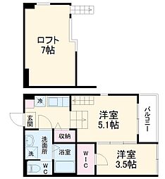 名鉄瀬戸線 尼ケ坂駅 徒歩5分の賃貸アパート 1階2Kの間取り