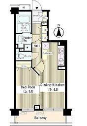 JR中央線 中野駅 徒歩3分の賃貸マンション 2階1LDKの間取り