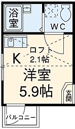 東武伊勢崎線 竹ノ塚駅 徒歩8分の賃貸アパート 3階ワンルームの間取り