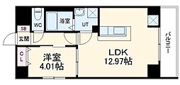 名古屋市営名城線 ナゴヤドーム前矢田駅 徒歩18分の賃貸マンション 4階1LDKの間取り