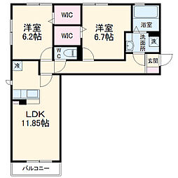 グランデB 2LDKの間取図画像