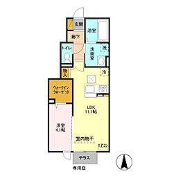 JR総武線 稲毛駅 バス29分 山王町下車 徒歩8分の賃貸アパート 1階1LDKの間取り