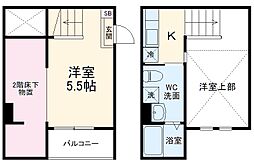 ティーダII 2階ワンルームの間取り