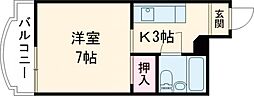 ルミエール白梅 3階1Kの間取り
