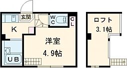 東武伊勢崎線 梅島駅 徒歩6分の賃貸アパート 2階1Kの間取り