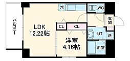 名古屋市営東山線 新栄町駅 徒歩7分の賃貸マンション 8階1LDKの間取り