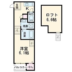 Ｓｔａｇｅ苗代町 1階1Kの間取り