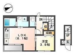 Juhamoa1 1DKの間取図画像