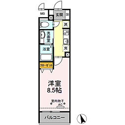 東京メトロ東西線 葛西駅 徒歩9分の賃貸マンション 2階1Kの間取り