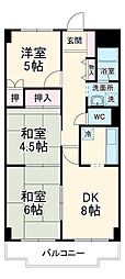 JR東北本線 東大宮駅 徒歩11分の賃貸マンション 2階3DKの間取り