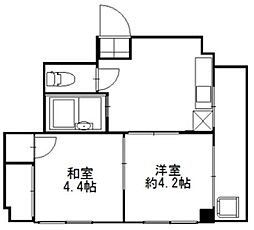 板橋城北マンション 3階2DKの間取り