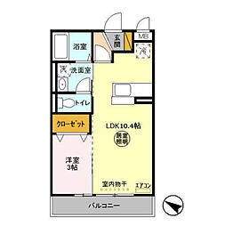 ハーベスト・コート 3階1LDKの間取り