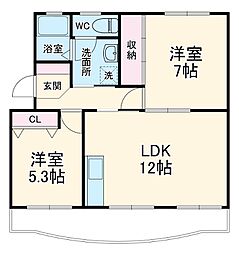 メゾン梨野 305 3階2LDKの間取り