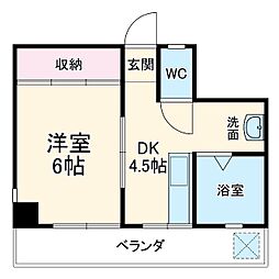 名古屋市営東山線 東山公園駅 徒歩5分の賃貸マンション 4階1DKの間取り