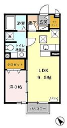 アメージング　Ａ 1階1LDKの間取り