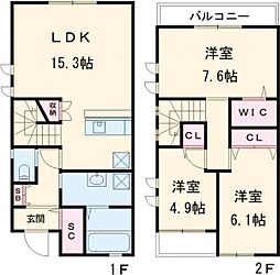 JR東海道・山陽本線 長岡京駅 徒歩8分の賃貸アパート 1階3LDKの間取り