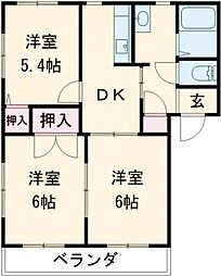 JR両毛線 伊勢崎駅 徒歩34分の賃貸アパート 2階3DKの間取り