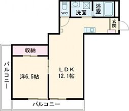 富久ビル 2階1LDKの間取り