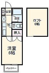 JR常磐線 水戸駅 3.2kmの賃貸アパート 2階1Kの間取り
