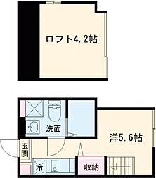アジュール小岩 1階ワンルームの間取り