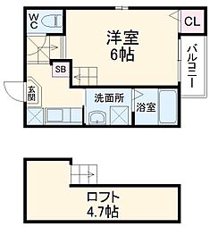 名古屋市営東山線 中村公園駅 徒歩6分の賃貸アパート 1階1Kの間取り