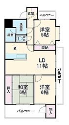 ＪＩＮハイツ富田浜 1階3LDKの間取り