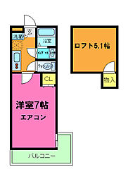 Ｓｔａｂｌｅ三条大宮 2階1Kの間取り