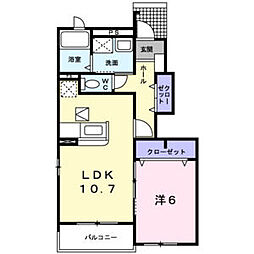 名鉄瀬戸線 尾張旭駅 3.5kmの賃貸アパート 1階1LDKの間取り